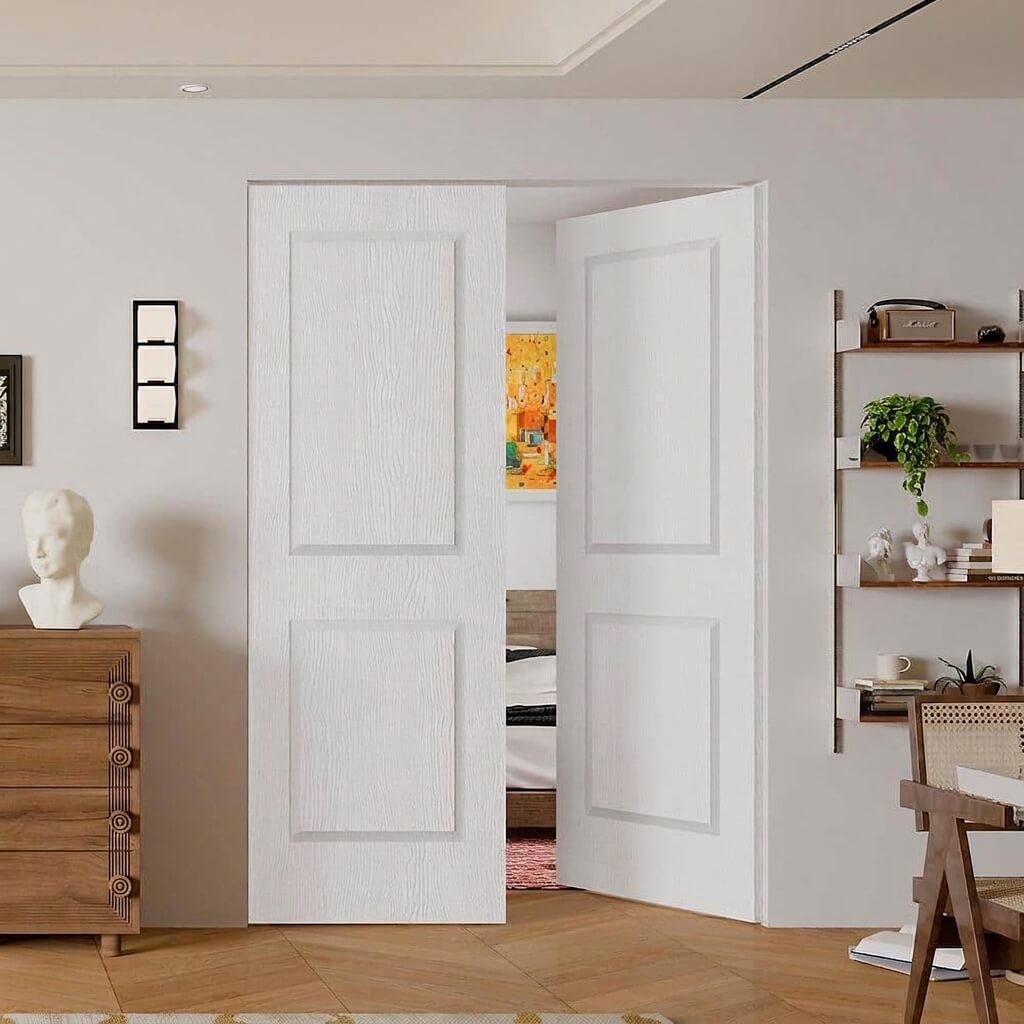TENONER White Primed 2-Panel Hollow Interior Door for Pantry, Closet, Easy to Install, Stain Resistant