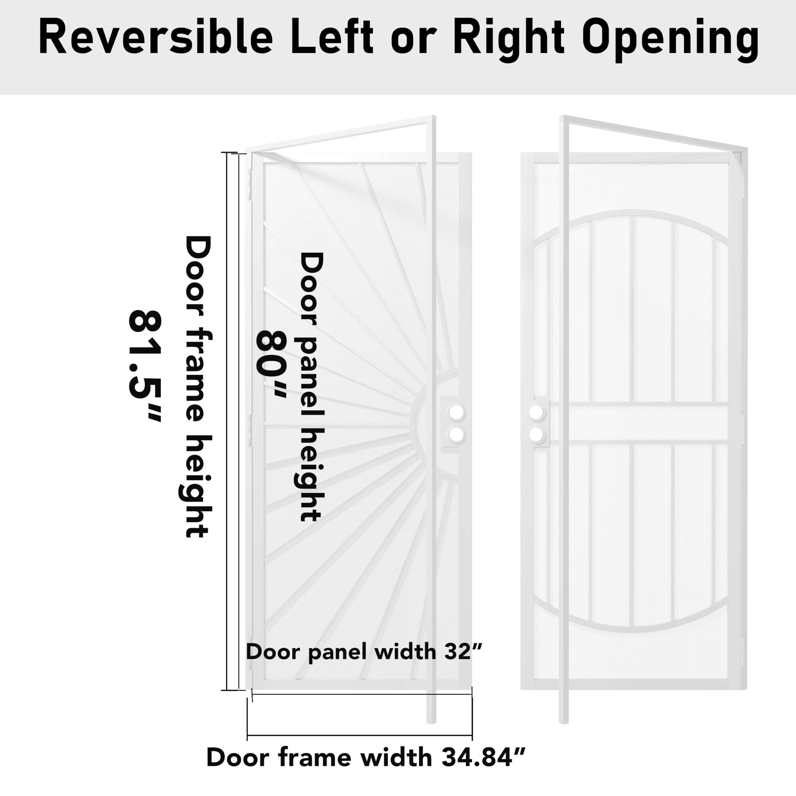 White Round Mesh Steel Exterior Steel Screen Security Door