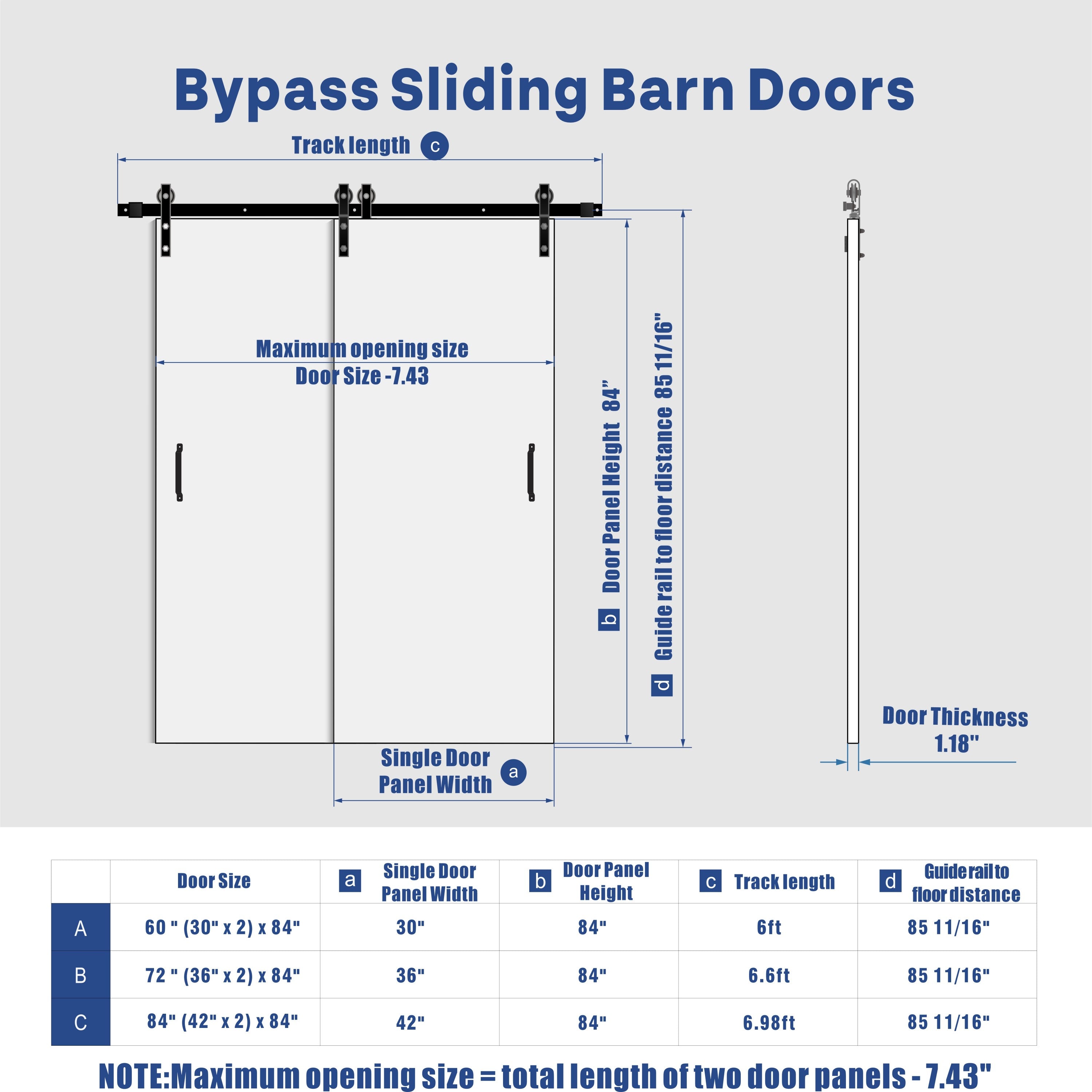 TENONER Bypass Barn Door, with K-Shaped Door Panels & 6ft Bypass Hardware Kit - Pre-Drilled White Primed 2 Door Slabs for Closet, Bedroom, Wardrobe, Need to Assemble