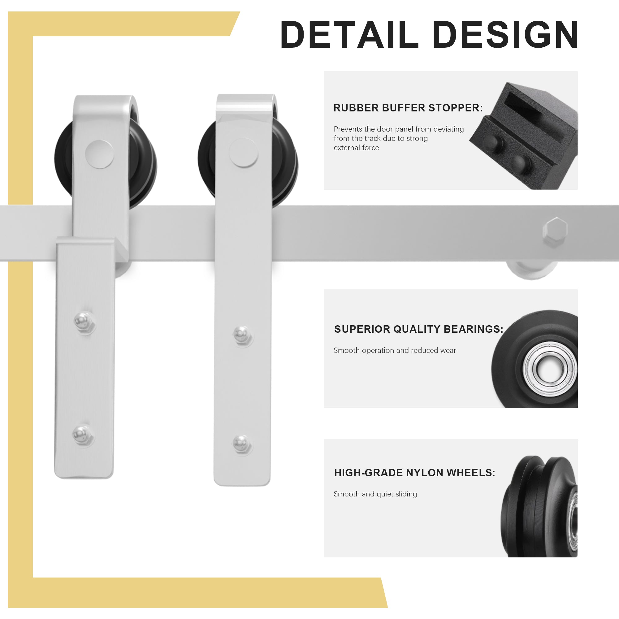 TENONER Brushed Nickel Double Track Z-Shape Bypass Sliding Barn Door Hardware Kit - Smoothly and Quietly