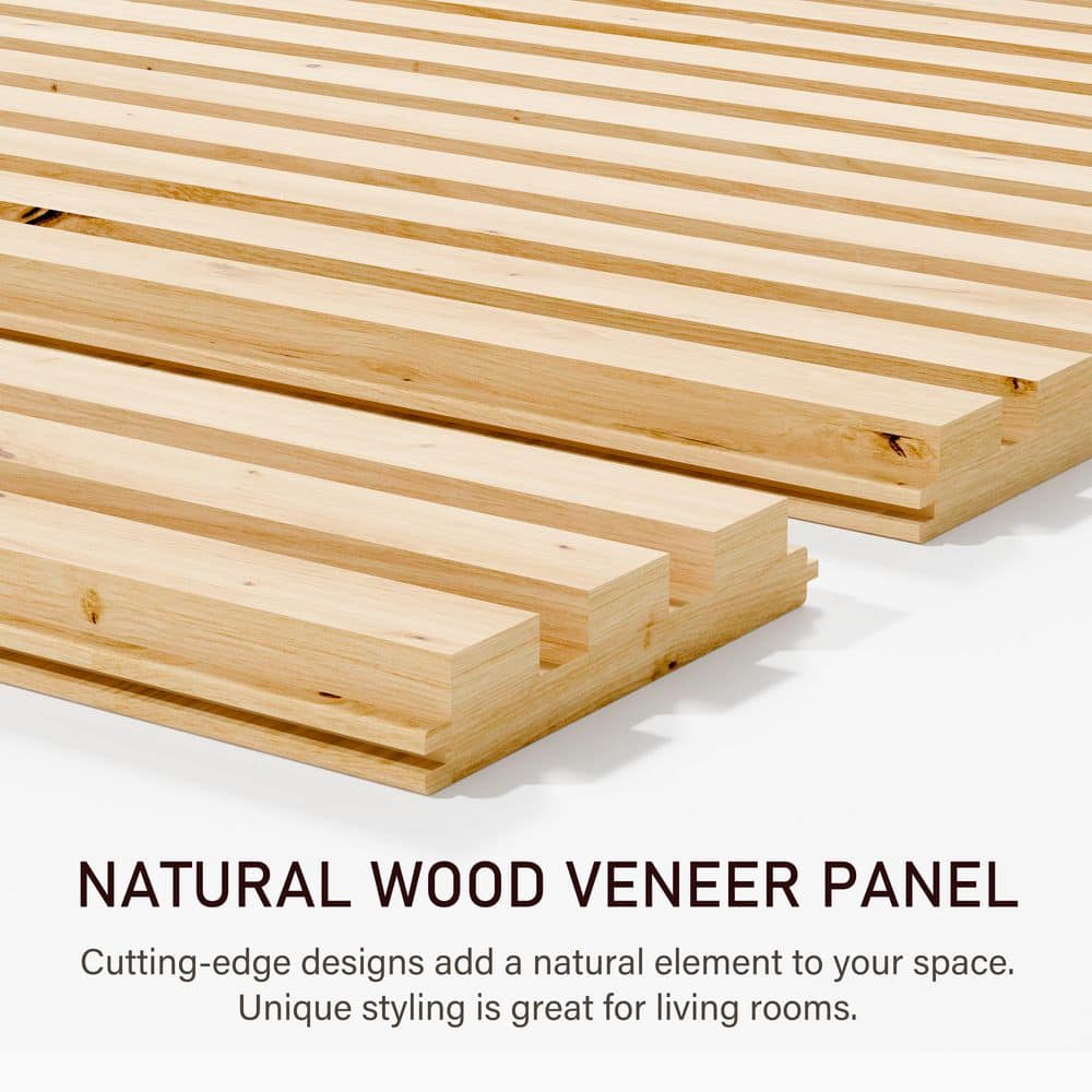 TENONER Light Brown Pine Wood Fluted Sliding Bypass Barn Door