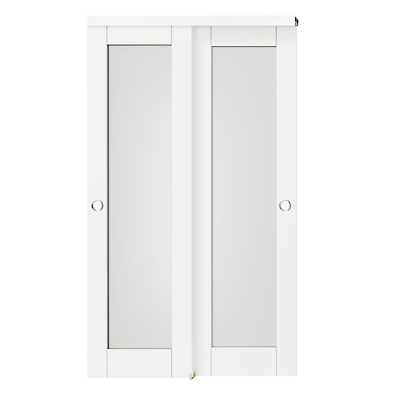 TENONER White MDF 1-Lite Frosted Glass Bypass Door for  Bedroom, Living Room,Laundry – DIY Painted, Easy Installation with Bypass Hardware Kits