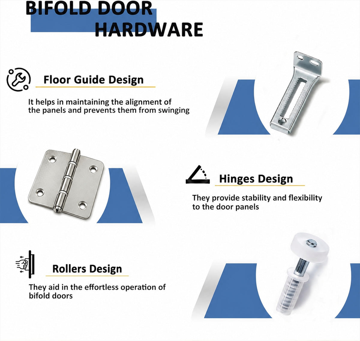 TENONER White Primed 5-Panel Hollow Core Bifold Door with Hardware Kits