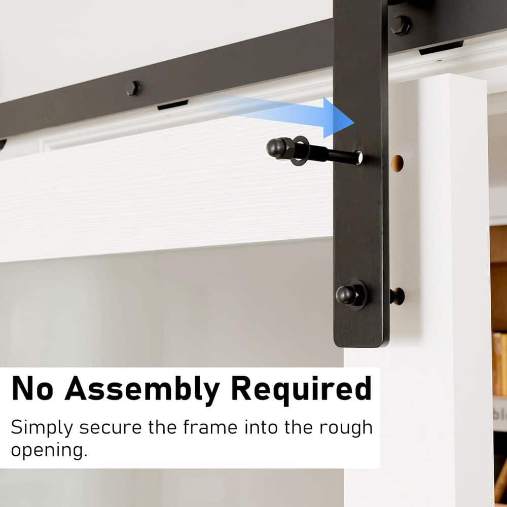 Tenoner White MDF 1-Lite Mirrored Bypass Barn Door for Living Rooms, Bedrooms, Kitchen - Easy Installation