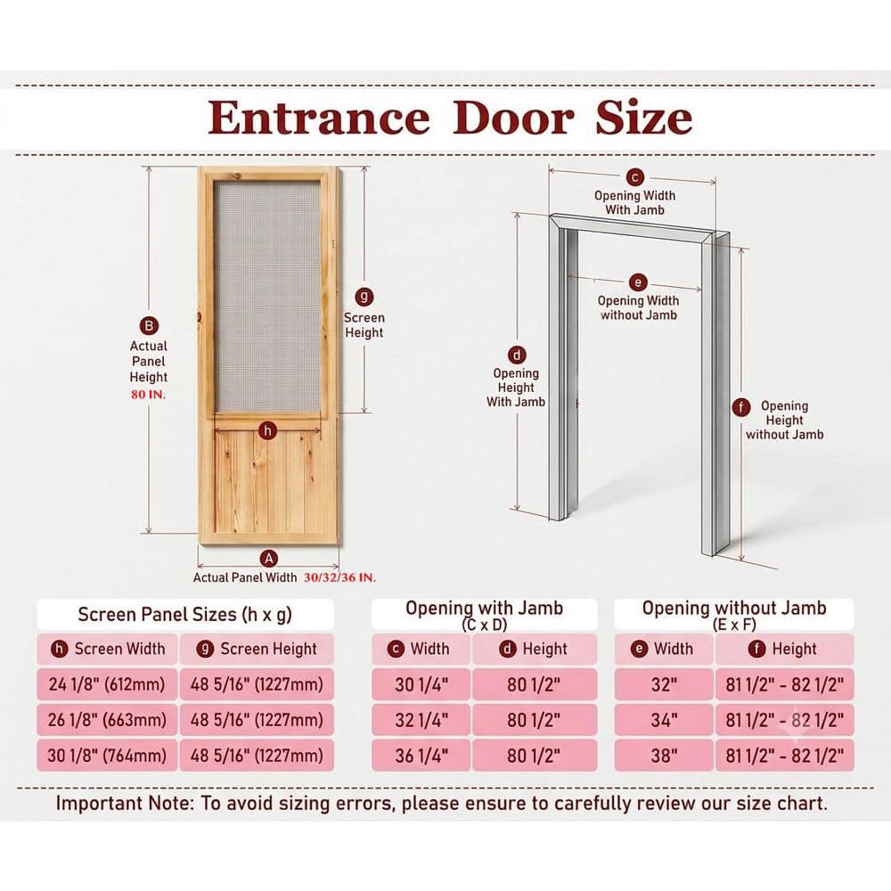 Pine Wood Half Lite Screen Exterior Front Door