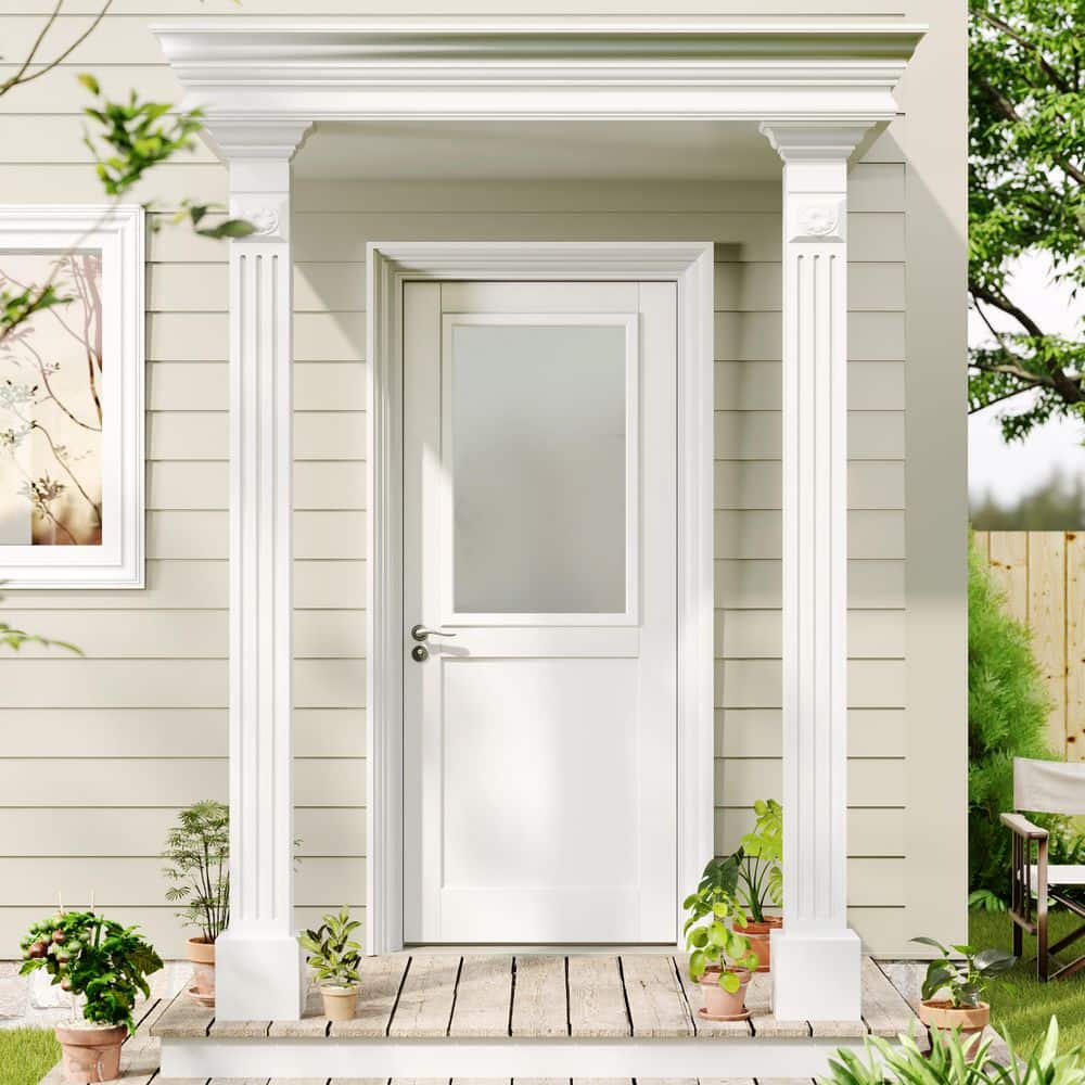 TENONER 1-Lite Frosted Glass Inserts for Exterior Doors Replacement for Enclosed Shutters Insert Kit