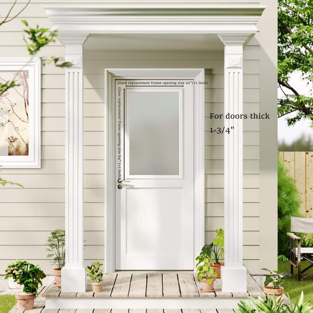 TENONER 1-Lite Frosted Glass Inserts for Exterior Doors Replacement for Enclosed Shutters Insert Kit