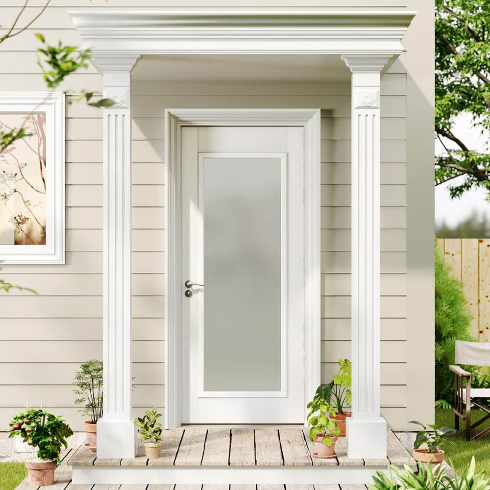 TENONER 1-Lite Frosted Glass Inserts for Exterior Doors Replacement for Enclosed Shutters Insert Kit