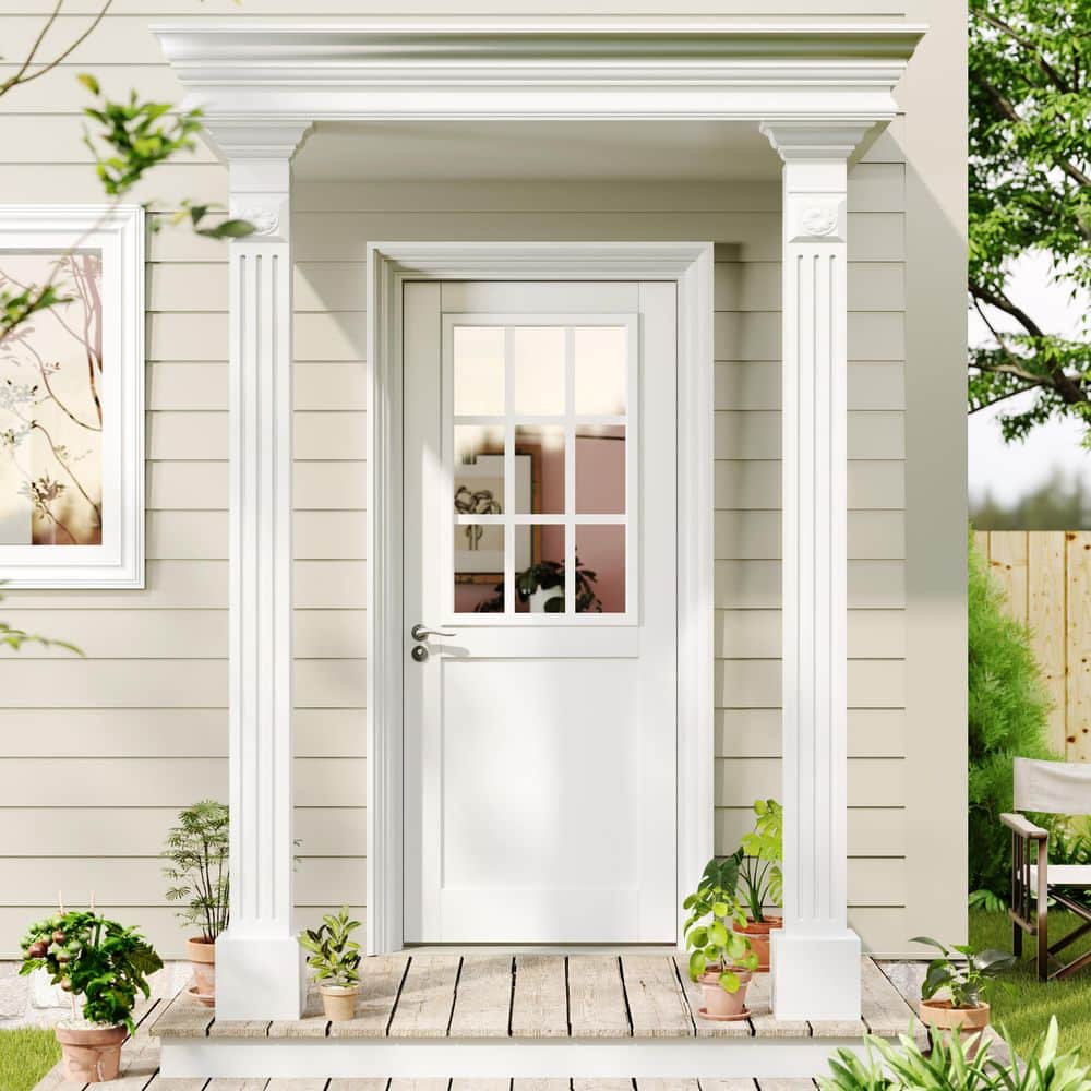 TENONER 9-Lite Tempered Glass Entry Door Glass Inserts Replacement for Enclosed Shutters Insert Kit