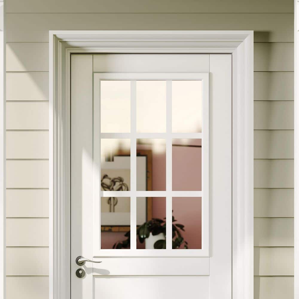 TENONER 9-Lite Tempered Glass Entry Door Glass Inserts Replacement for Enclosed Shutters Insert Kit