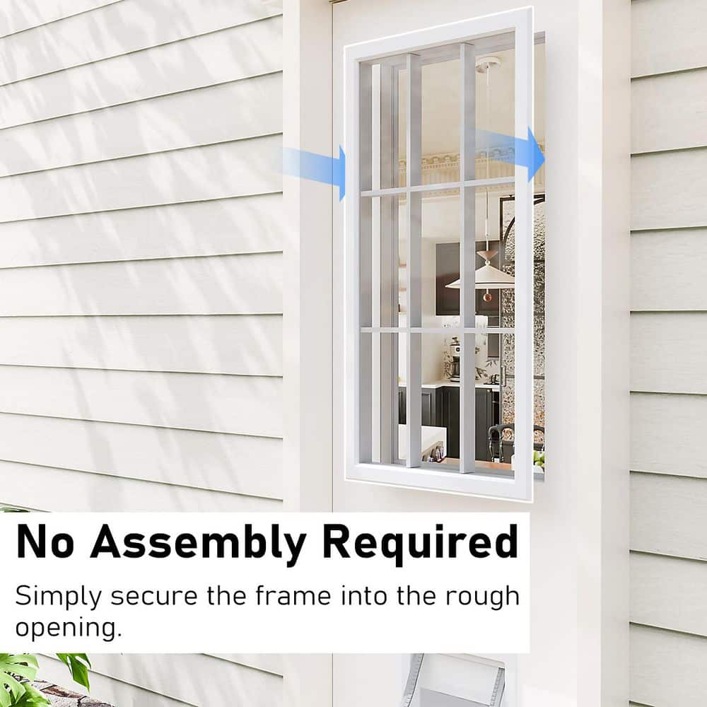 TENONER 9-Lite Tempered Glass Entry Door Glass Inserts Replacement for Enclosed Shutters Insert Kit