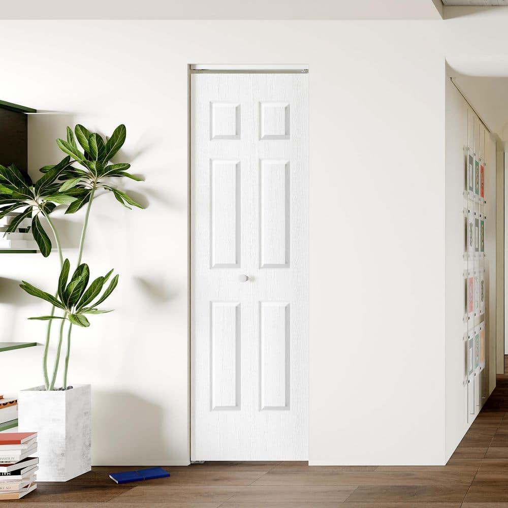 TENONER White MDF Hollow Core 6 Panel Bi-Fold Interior Door for Closet, Pantry, Laundry Room - Space-Saving and Easy-to-Operate