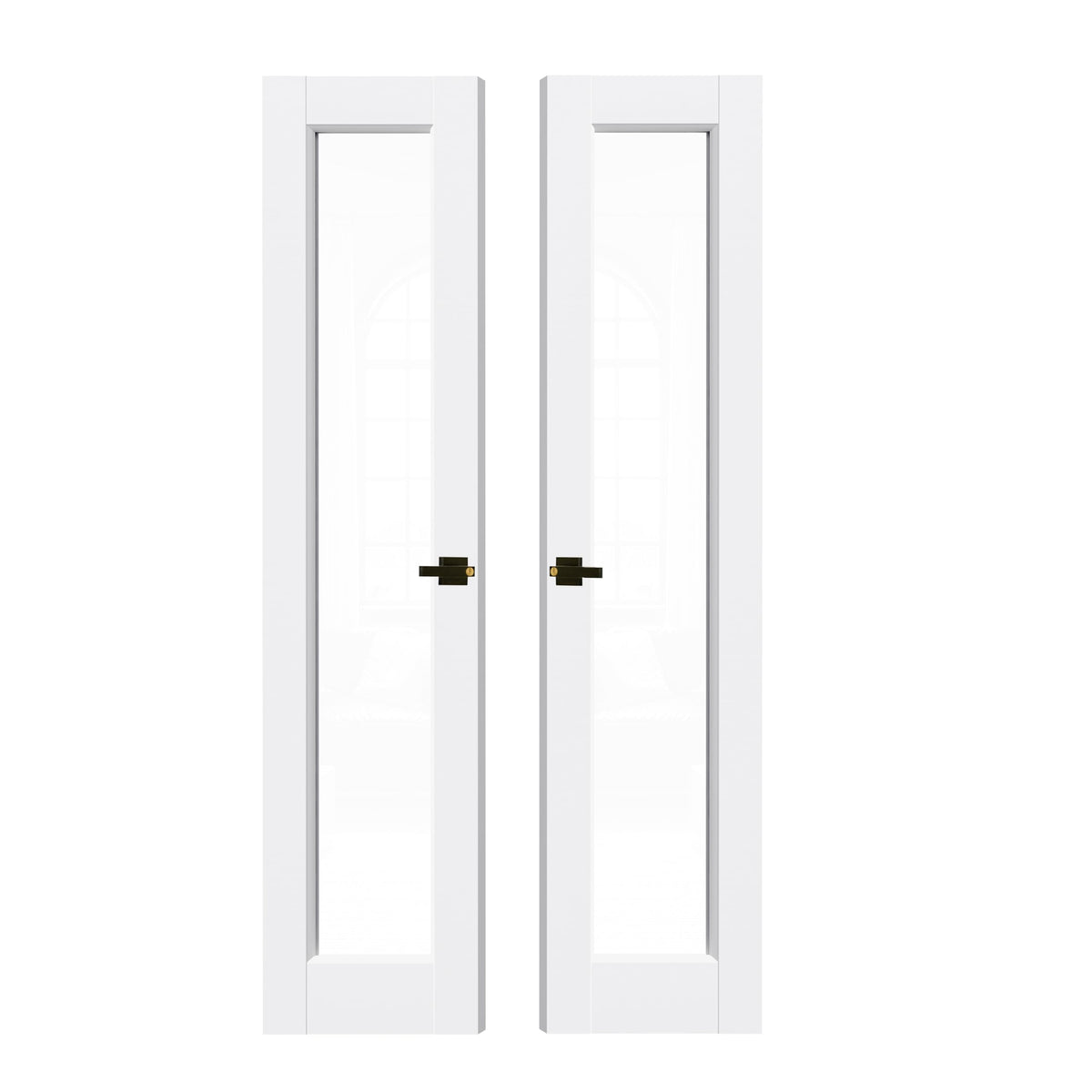 TENONER White Primed Solid Core 1-Lite Tempered Clear Glass French Interior Door (no handle)