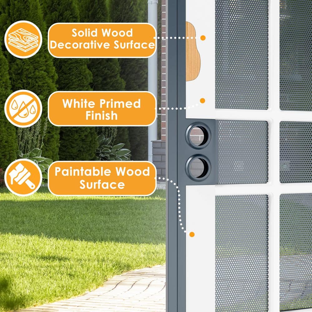 TENONER White Steel Exterior Security Screen Door