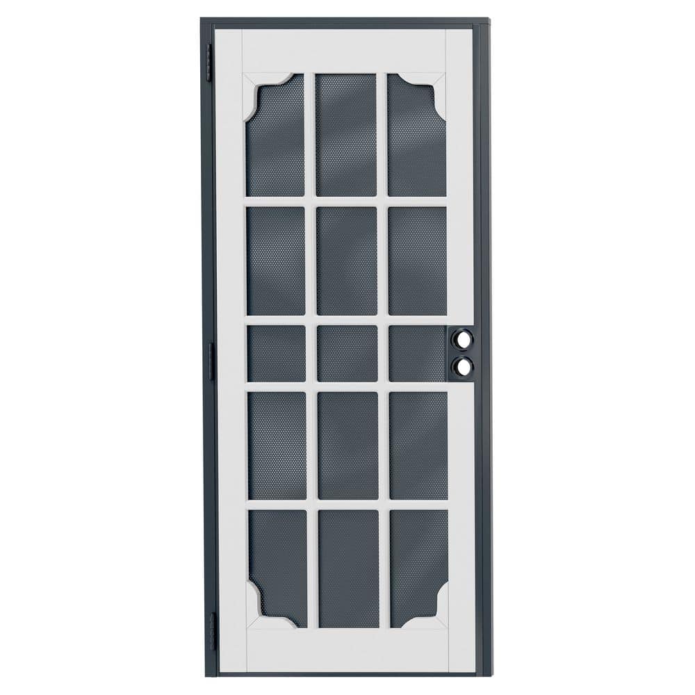 TENONER White Steel Exterior Security Screen Door