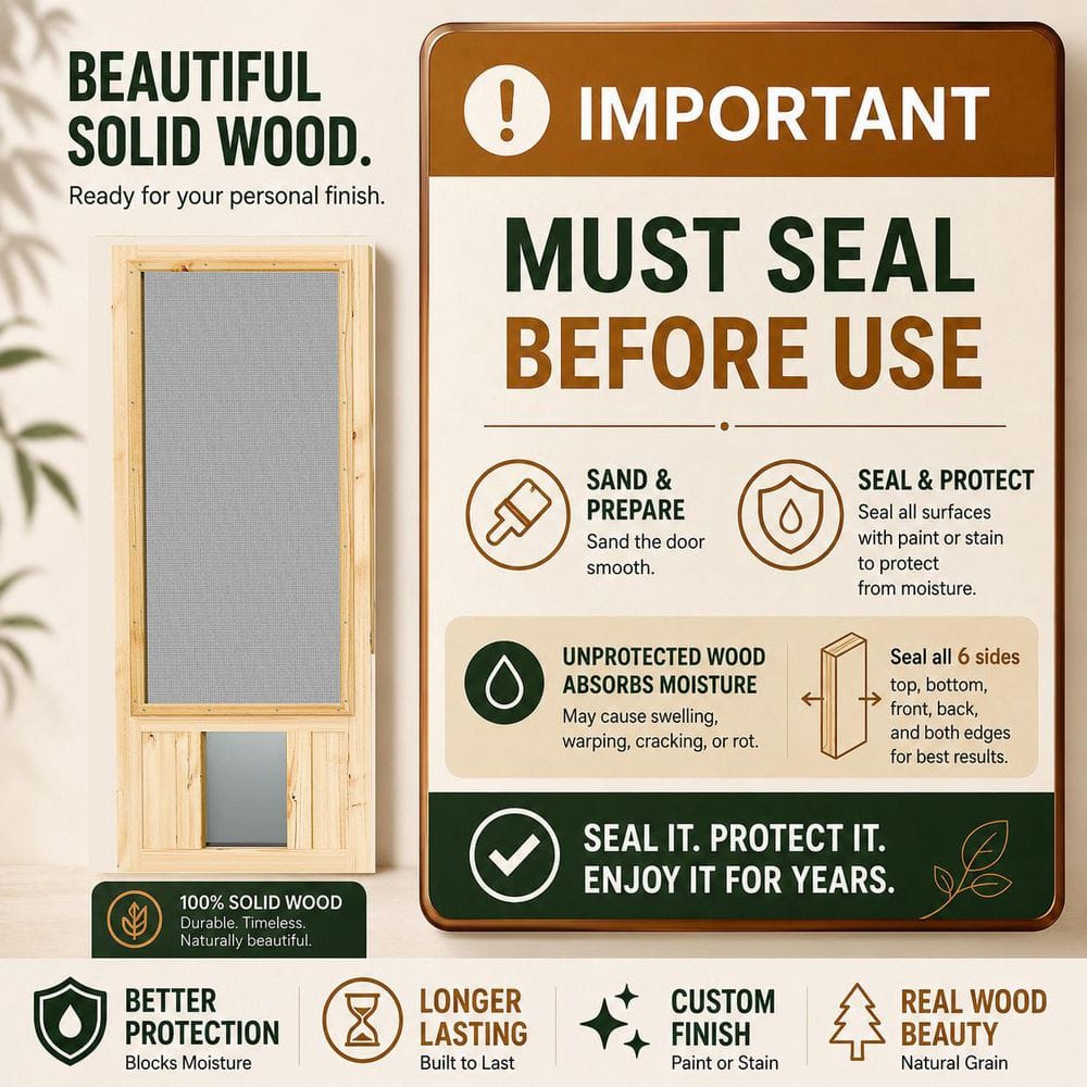 Pine Wood Half Lite Screen Exterior Front Door