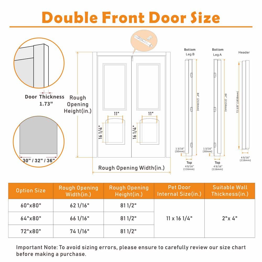 TENONER White Primed 9-Lite Clear Glass Exterior Door with Pet Door, No Hinges or Handles Included