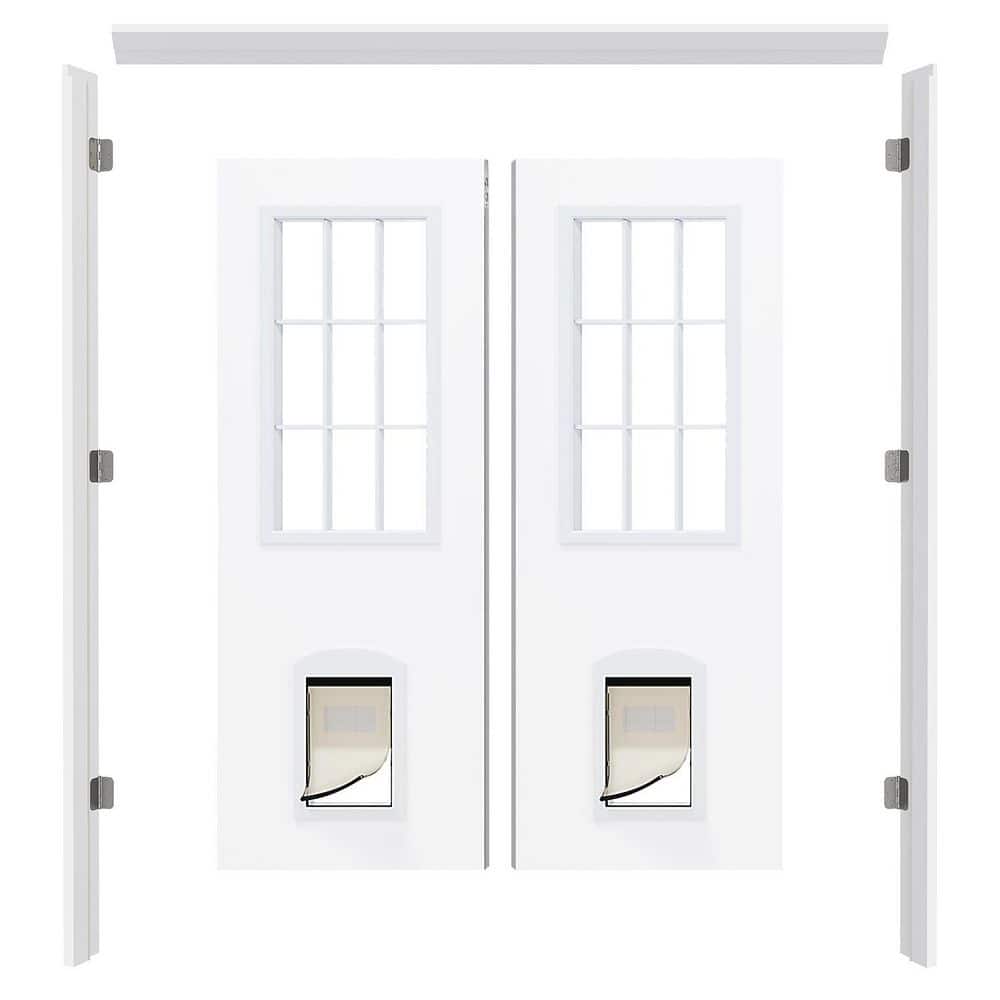 TENONER Exterior Double Doors Jamb with Flush Bolts Hardware Kit
