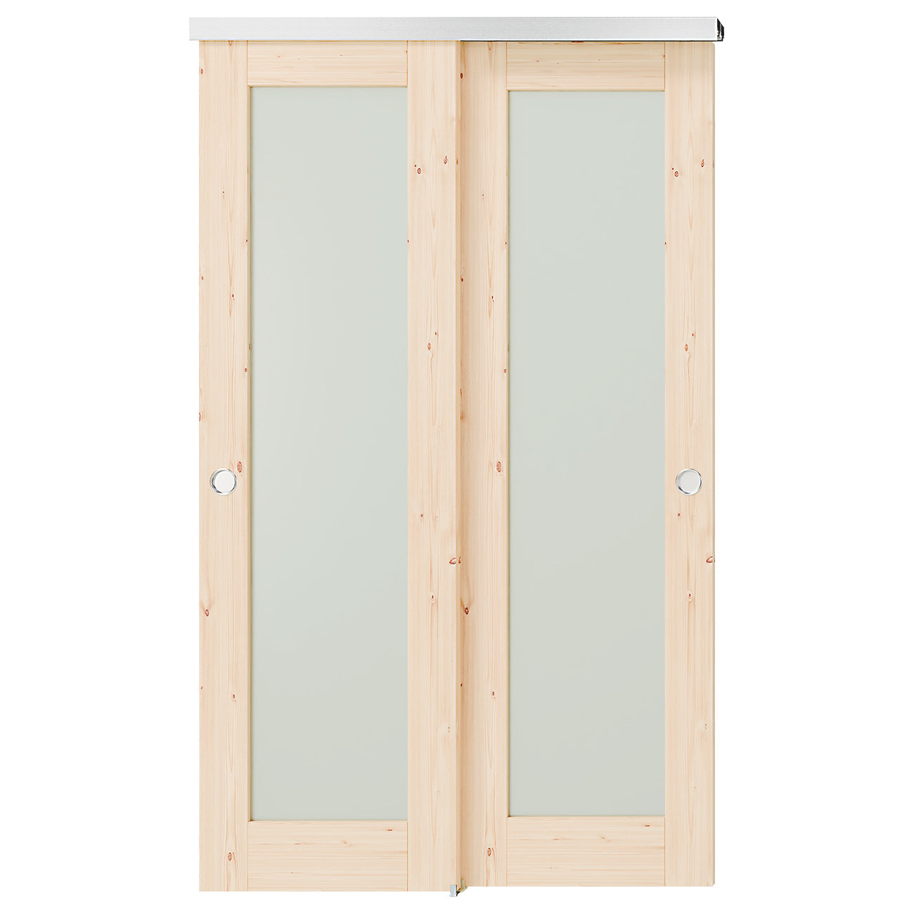 TENONER Light Brown Solid Core MDF Full Lite Frosted Glass Bypass Door for  Bedroom, Living Room,Laundry – DIY Painted, Easy Installation with Bypass Hardware Kits