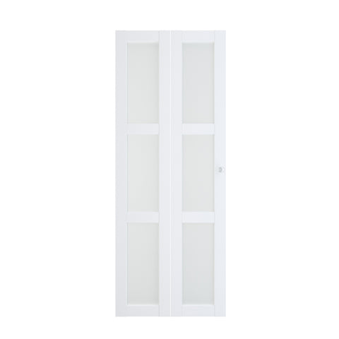 TENONER 30 in. x 80 in. Webbing and Wood Bi-Fold Interior Door for Closet, MDF, White Folding Door Wardrobe, Including Hardware