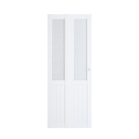 TENONER 30 in. x 80 in. Webbing and Wood Bi-Fold Interior Door for Closet, MDF, White Folding Door Wardrobe, Including Hardware