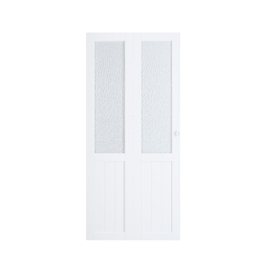 36 in x 80 in Aquatex Glass Panel Bi-Fold Interior Door for Closet, with MDF & Water-Proof PVC Covering