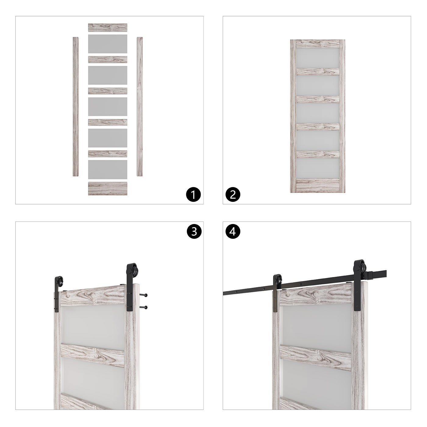 DIY Glass Sliding Barn Door, 30 inches x 84 inches,Grey