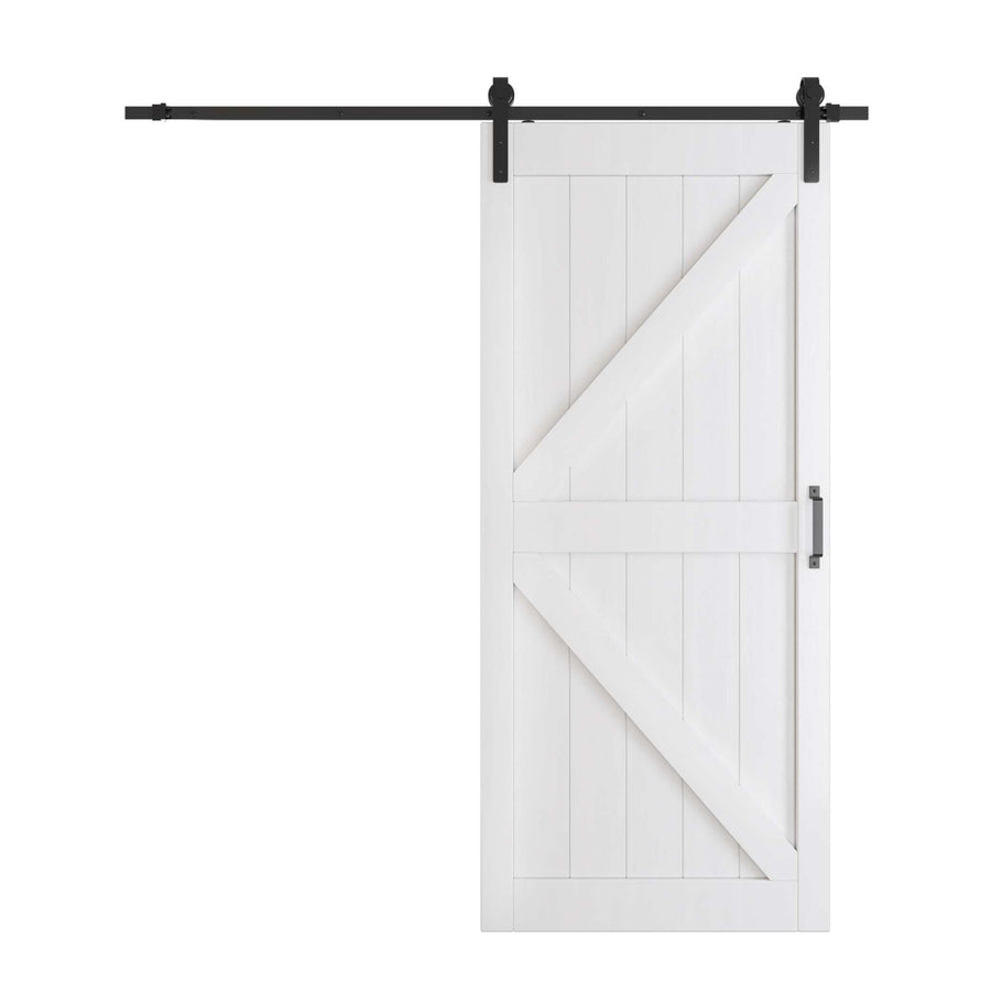 TENONER Sliding Barn Door,36in x 84in, K-Frame, White,with Barn Door Hardware Kit,DIY Door.