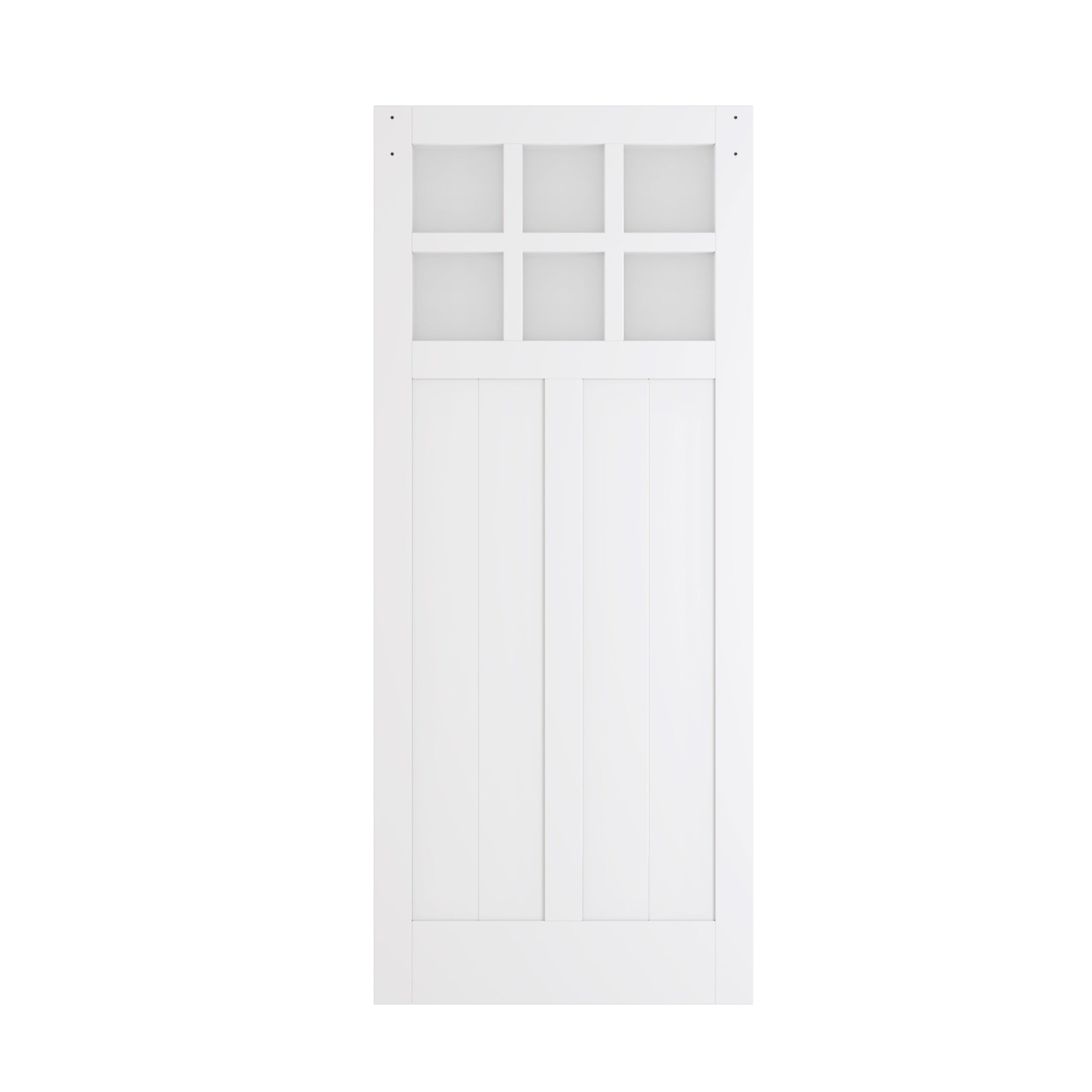 TENONER Sliding Barn Door Hardware Kit & Handle, White, MDF, 36'' × 84'', with Waterproof Covering, Unfinished Panelled Slab, Pre-drilled Holes, Easy Installation