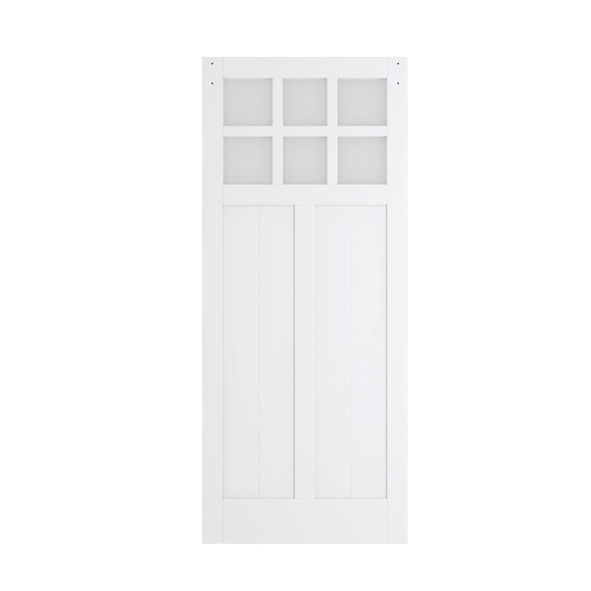TENONER Sliding Barn Door Hardware Kit & Handle, White, MDF, 36'' × 84'', with Waterproof Covering, Unfinished Panelled Slab, Pre-drilled Holes, Easy Installation