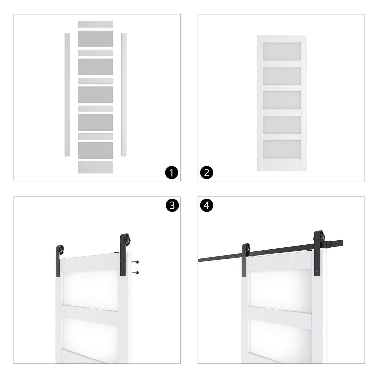 DIY Glass Sliding Barn Door, 30 inches x 84 inches,White